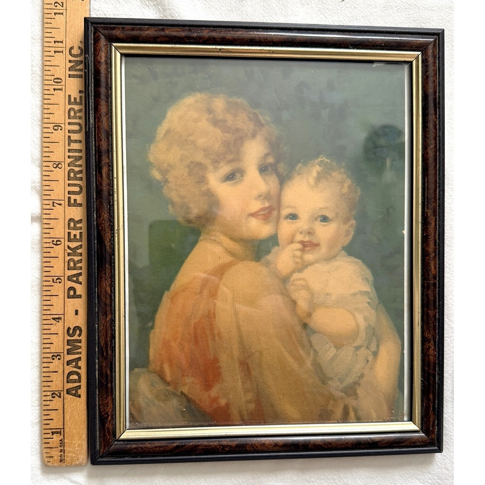 Vtg/Antique Gallery Wall Framed Print & Poem Lot of 6 As-Is TLC Motherhood 1920s - Picture 8 of 16